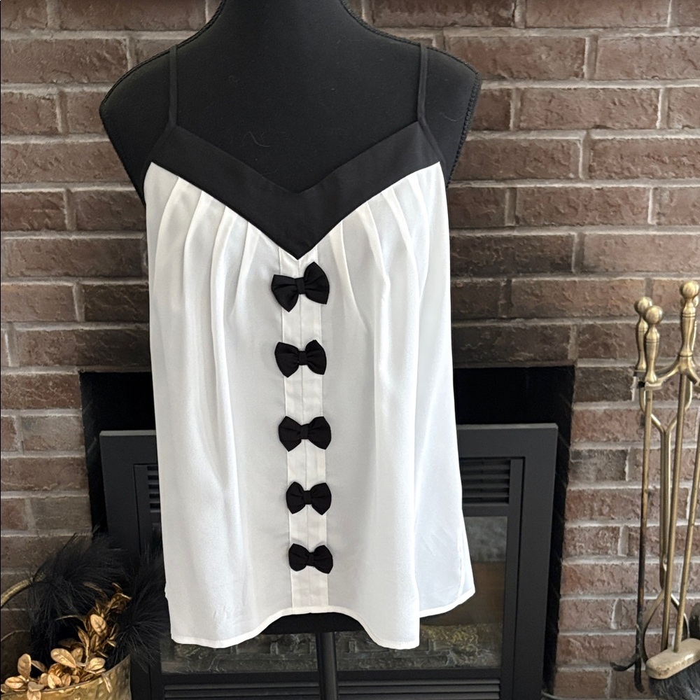 Naked Zebra Black & White Bow-Front Cami
